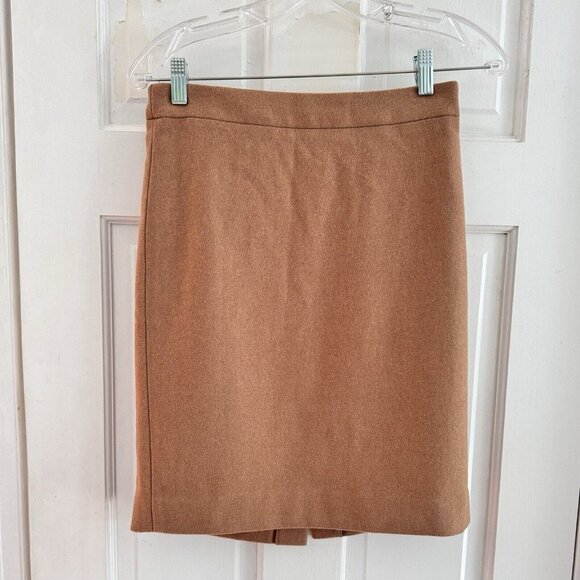 J. Crew Beige The Pencil Skirt 100% Wool Lined Straight Career Size 00 Career - Picture 1 of 8